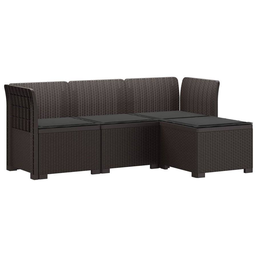 4-Persoons Tuinbank met Kussens Rieten Look PP Bruin