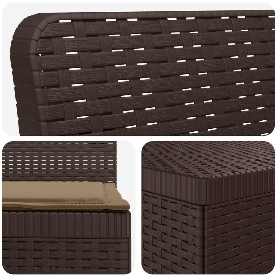 4-Persoons Tuinbank met Kussens Rieten Look PP Bruin