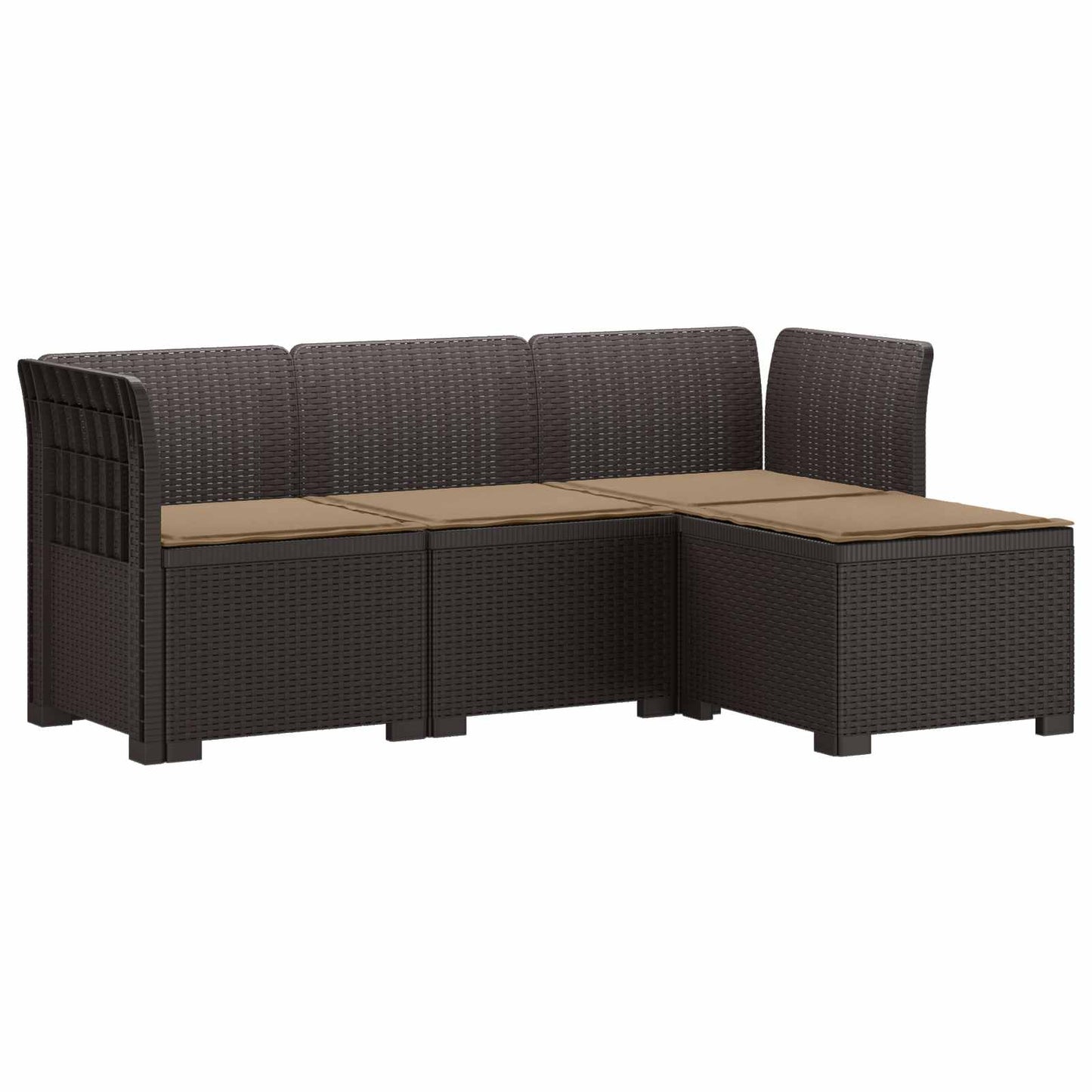4-Persoons Tuinbank met Kussens Rieten Look PP Bruin