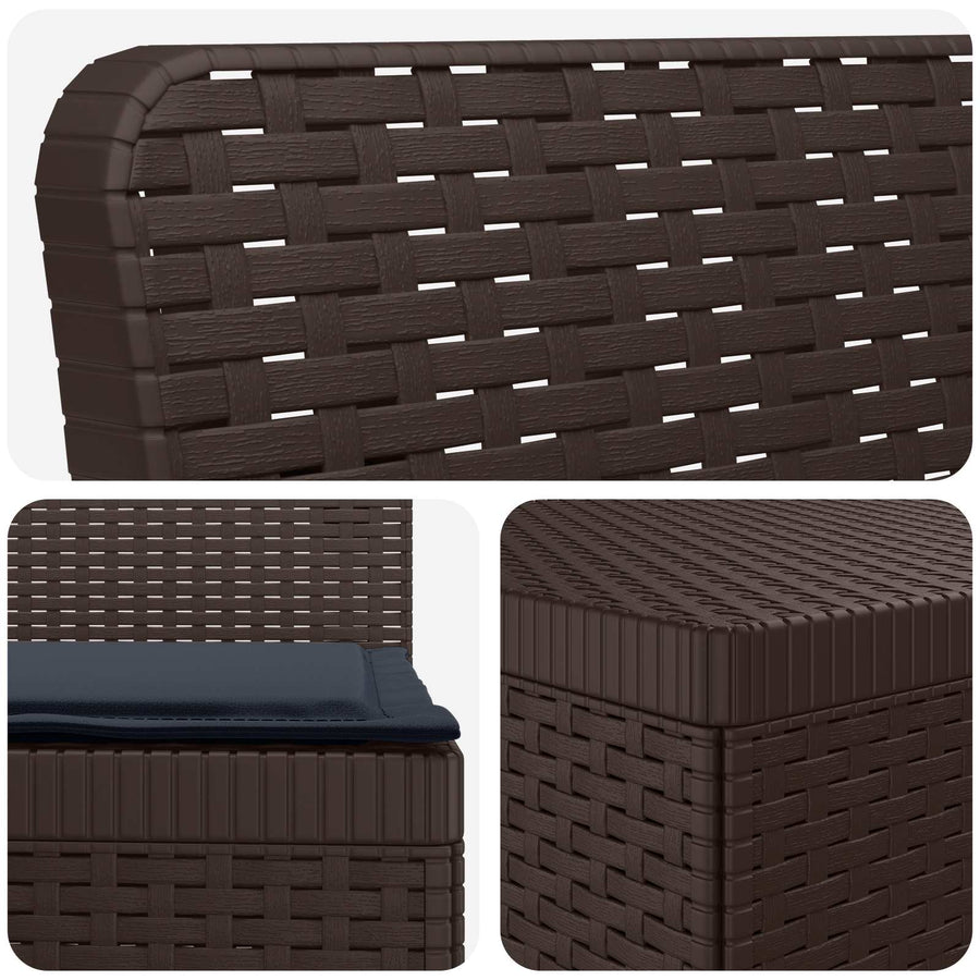 4-Persoons Tuinbank met Kussens Rieten Look PP Bruin