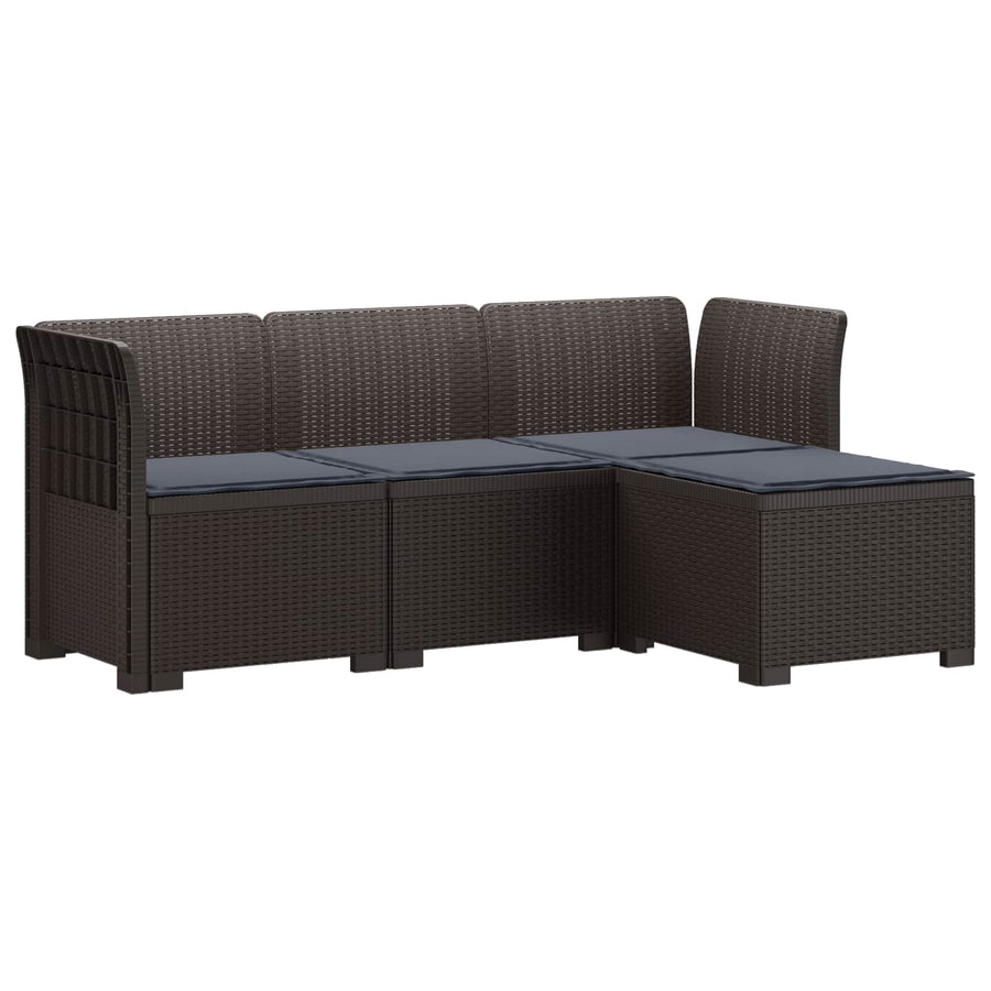 4-Persoons Tuinbank met Kussens Rieten Look PP Bruin