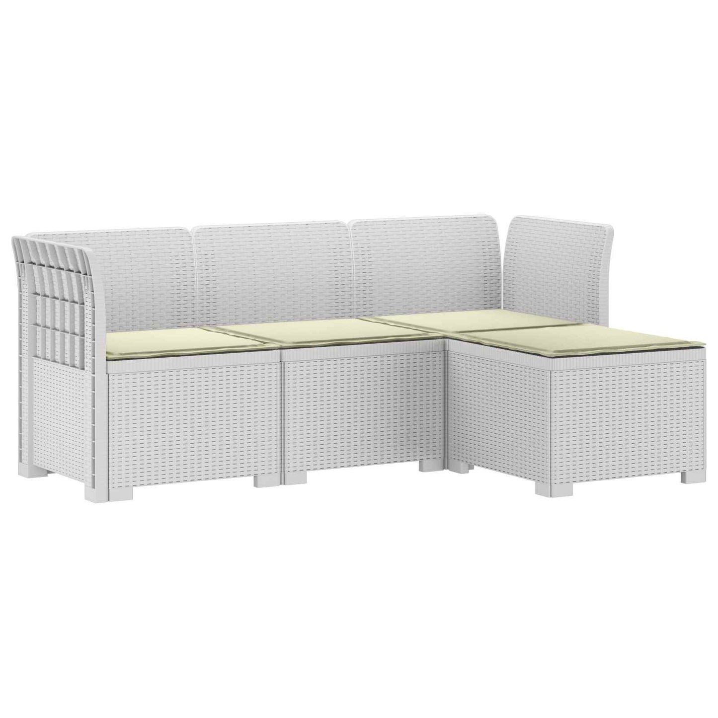 4-Persoons Tuinbank met Kussens Rieten Look PP Wit