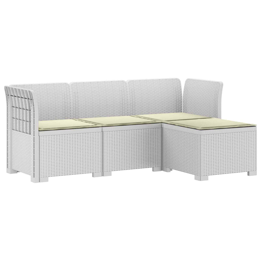 4-Persoons Tuinbank met Kussens Rieten Look PP Wit
