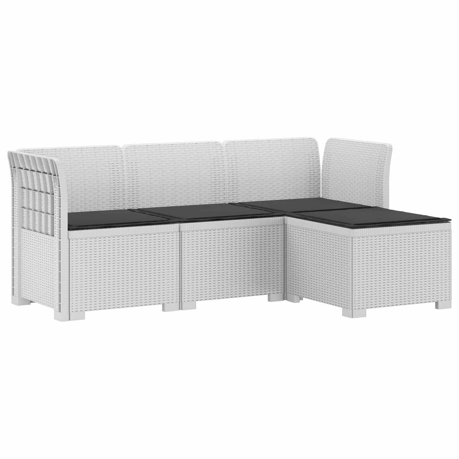 4-Persoons Tuinbank met Kussens Rieten Look PP Wit