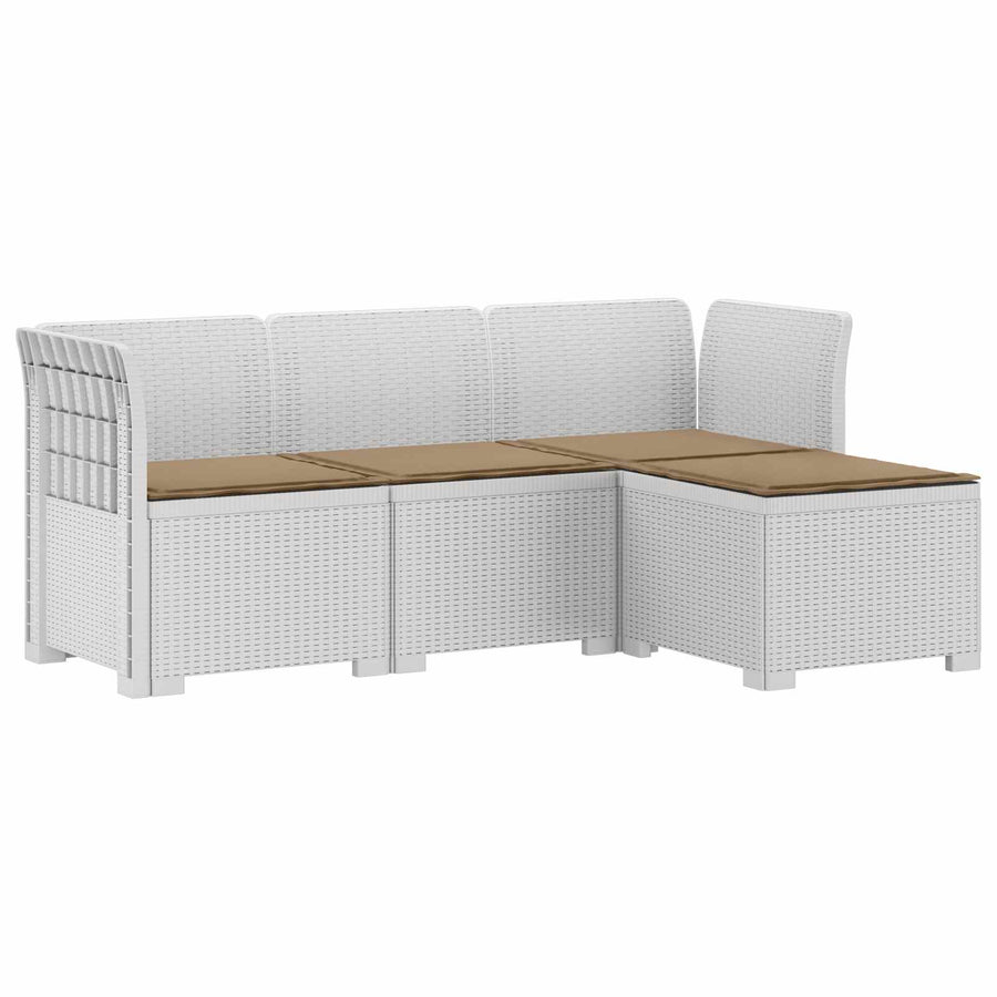 4-Persoons Tuinbank met Kussens Rieten Look PP Wit