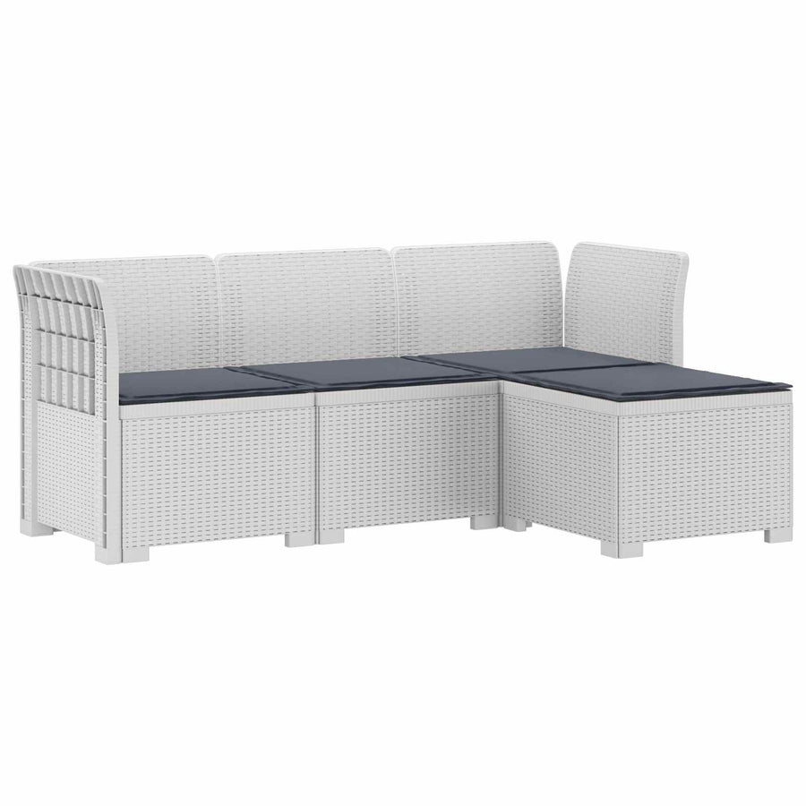 4-Persoons Tuinbank met Kussens Rieten Look PP Wit