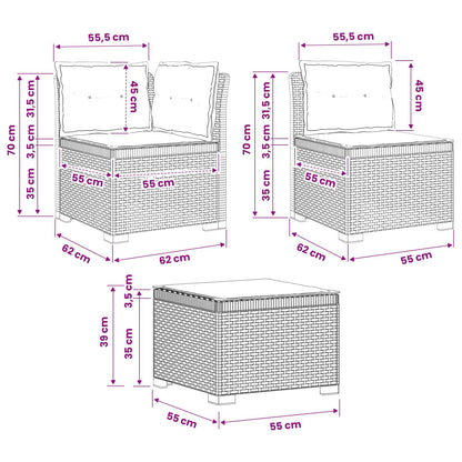 4-Persoons Tuinbank met Kussens Rieten Look PP Antraciet