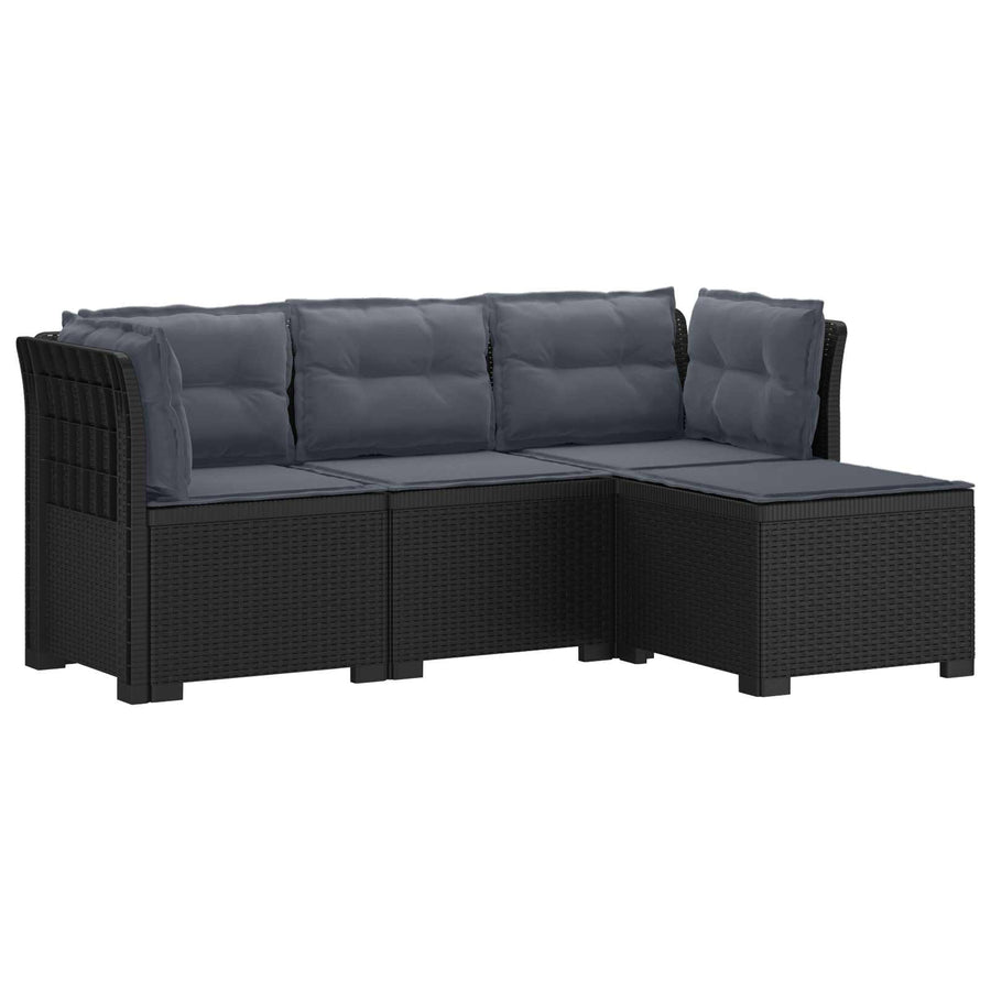 4-Persoons Tuinbank met Kussens Rieten Look PP Antraciet
