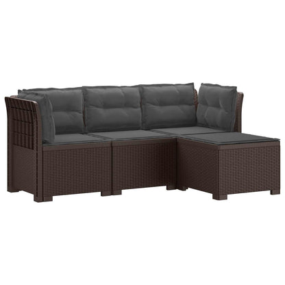 4-Persoons Tuinbank met Kussens Rieten Look PP Bruin