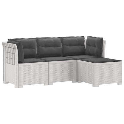 4-Persoons Tuinbank met Kussens Rieten Look PP Wit