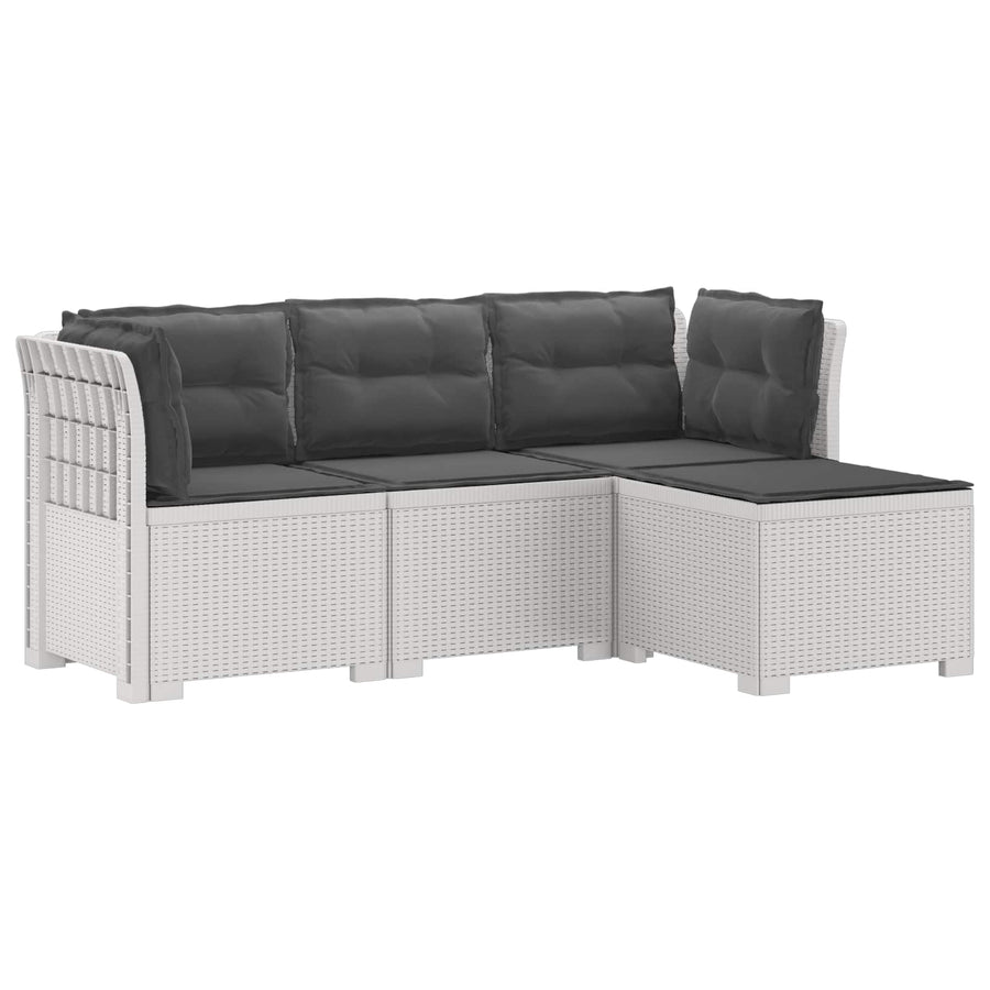 4-Persoons Tuinbank met Kussens Rieten Look PP Wit