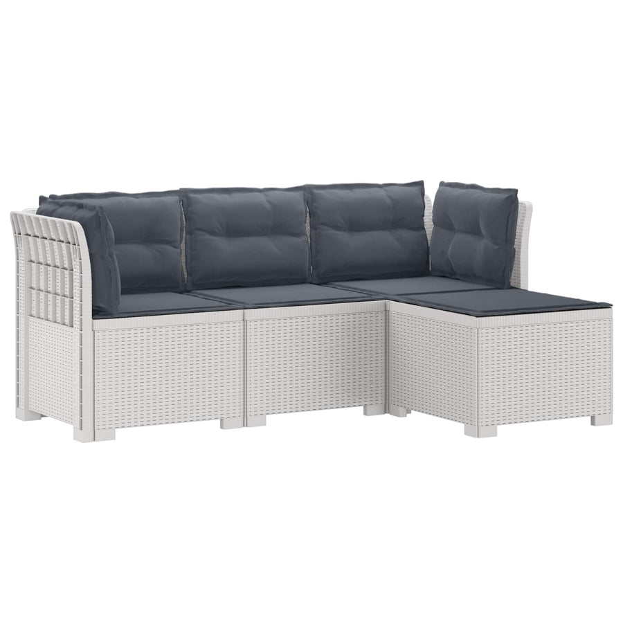 4-Persoons Tuinbank met Kussens Rieten Look PP Wit