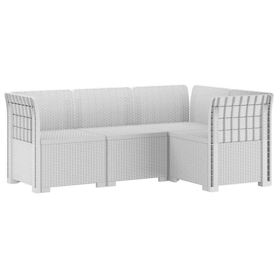 4-Zits Tuin Sofa Rattan Look PP Wit