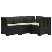 Tuinbank 4-zits rattan look PP antraciet