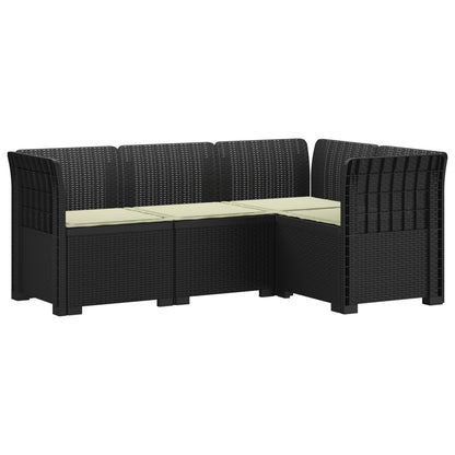 4-Zits Tuin Sofa met Kussens Rattan Look PP Antraciet