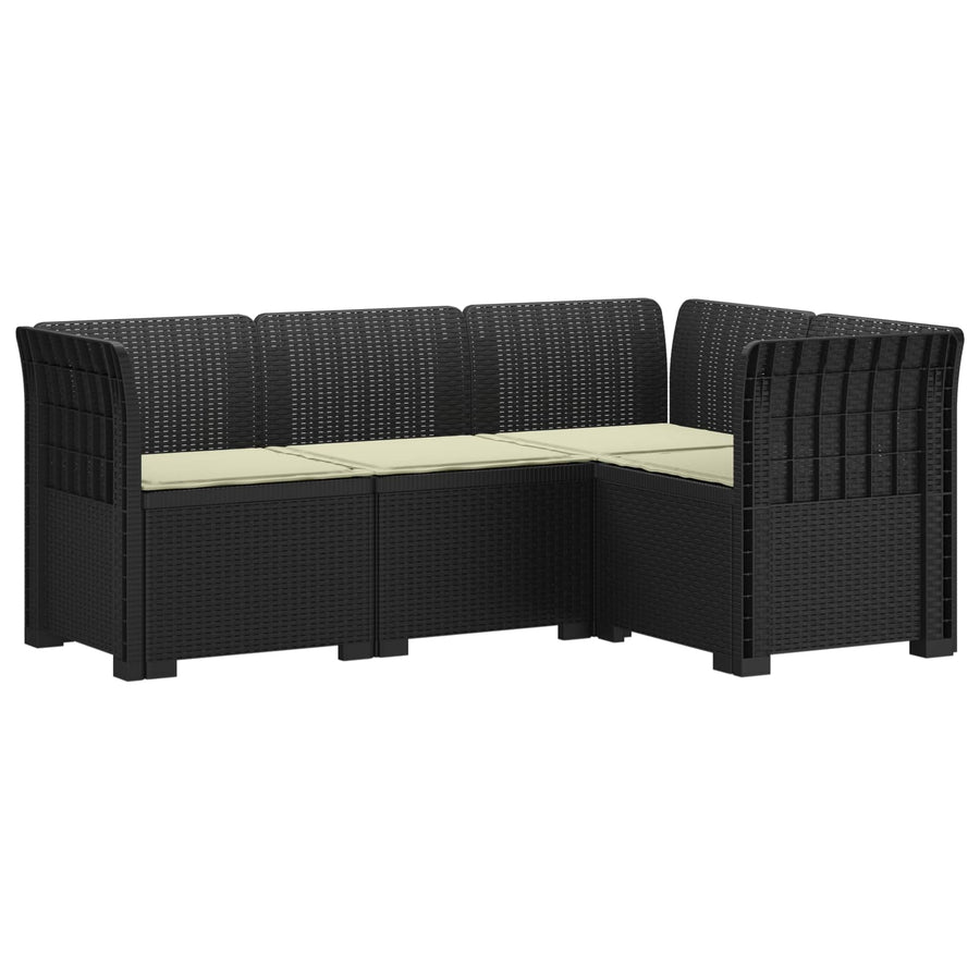 4-Zits Tuin Sofa met Kussens Rattan Look PP Antraciet