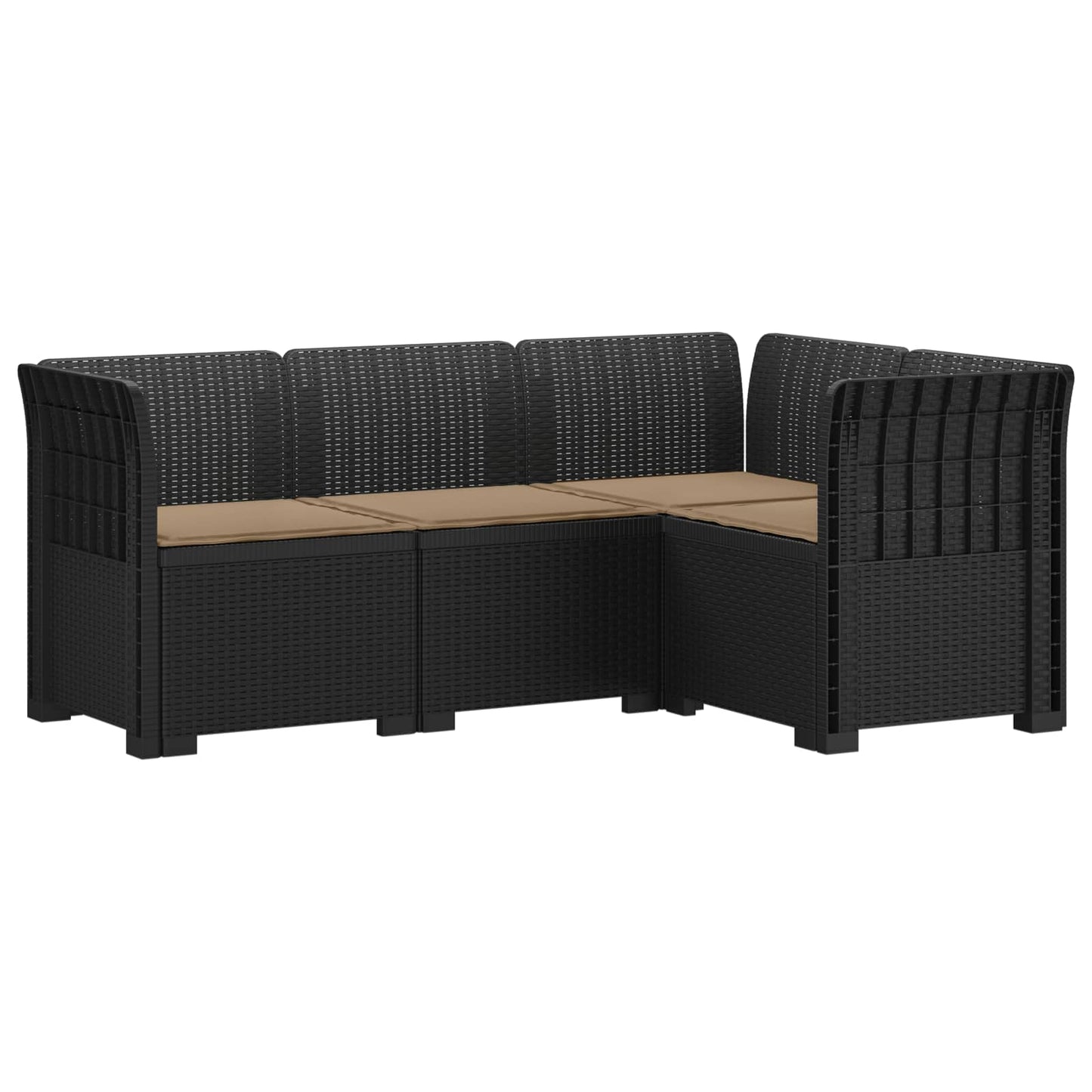 4-Zits Tuin Sofa met Kussens Rattan Look PP Antraciet