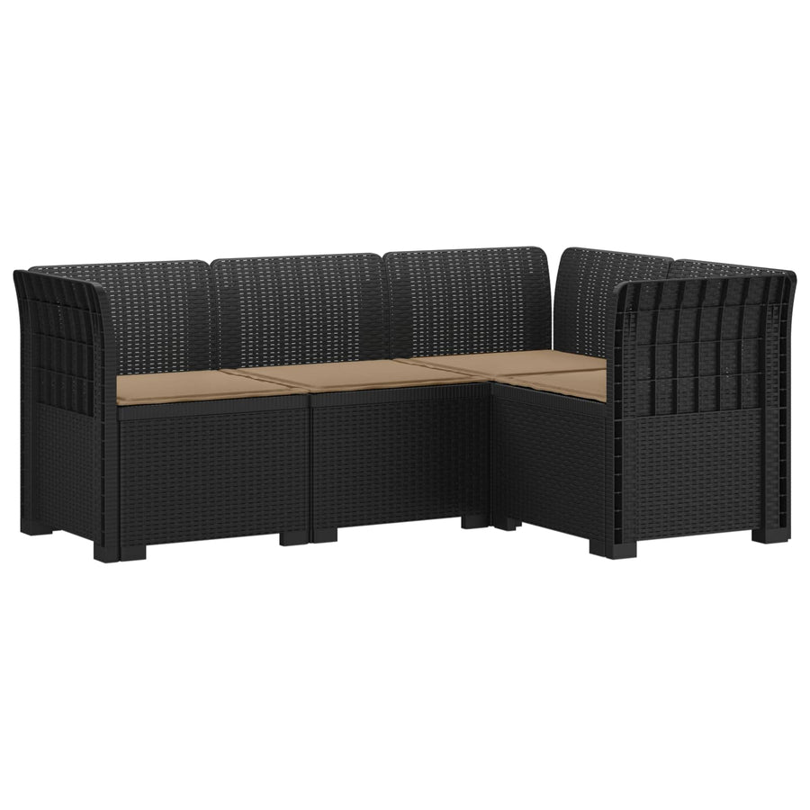 4-Zits Tuin Sofa met Kussens Rattan Look PP Antraciet