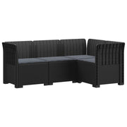 Tuinbank 4-zits rattan look PP antraciet