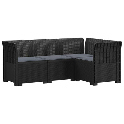 4-Zits Tuin Sofa met Kussens Rattan Look PP Antraciet