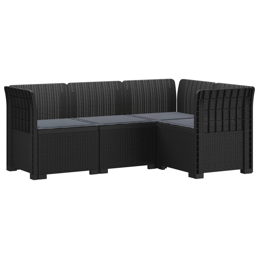4-Zits Tuin Sofa met Kussens Rattan Look PP Antraciet