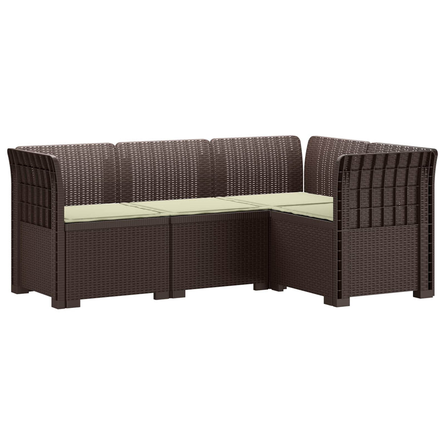4-Zits Tuin Sofa met Kussens Rattan Look PP Bruin