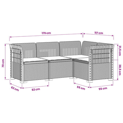 4-Zits Tuin Sofa met Kussens Rattan Look PP Bruin