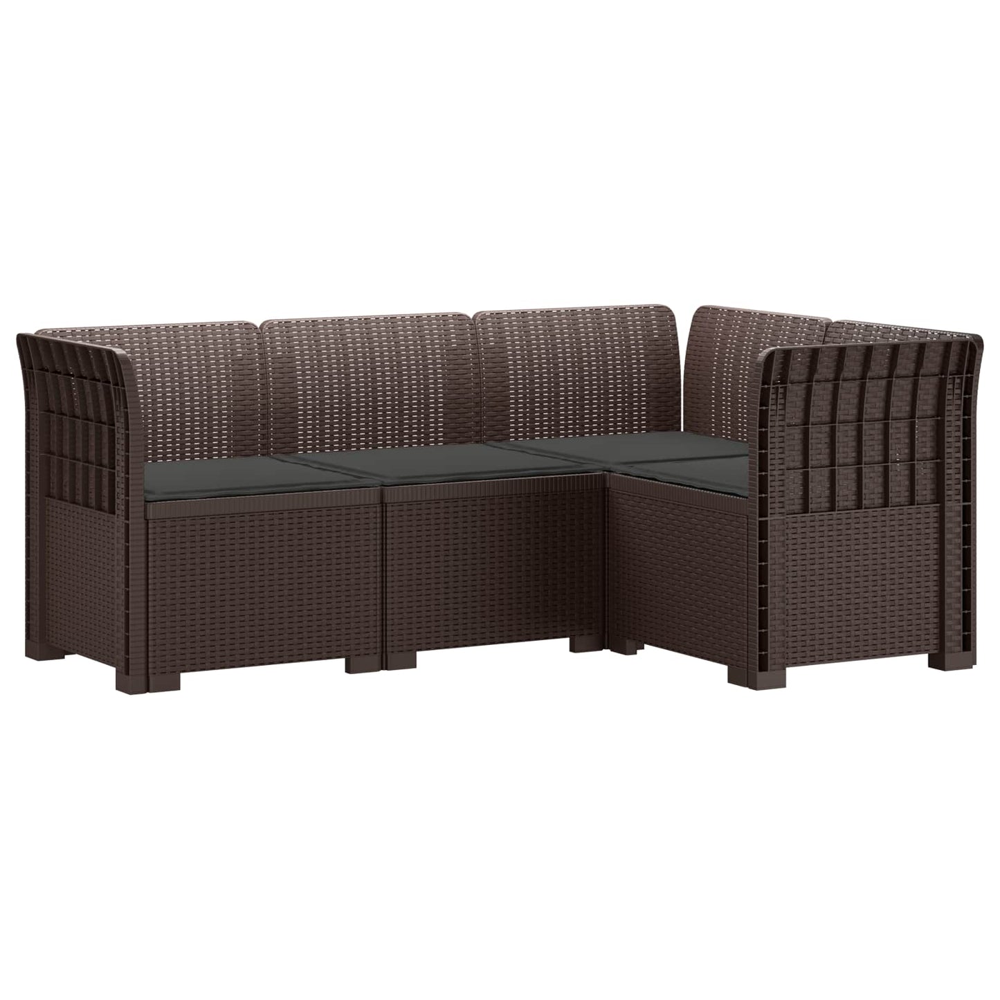 4-Zits Tuin Sofa met Kussens Rattan Look PP Bruin