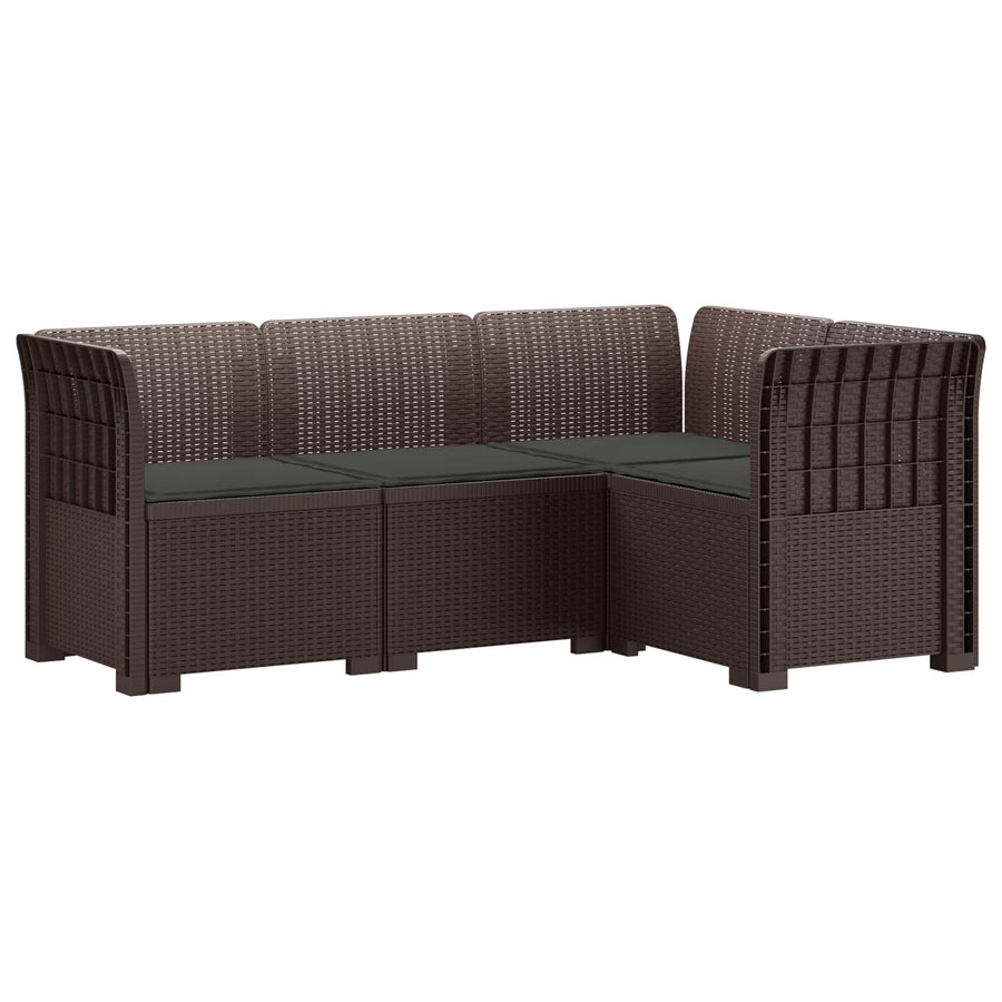 4-Zits Tuin Sofa met Kussens Rattan Look PP Bruin