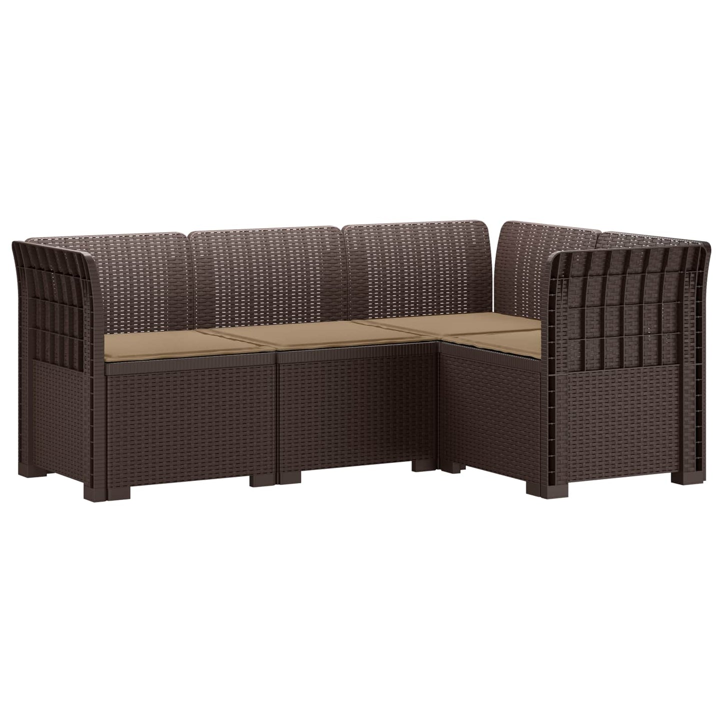4-Zits Tuin Sofa met Kussens Rattan Look PP Bruin