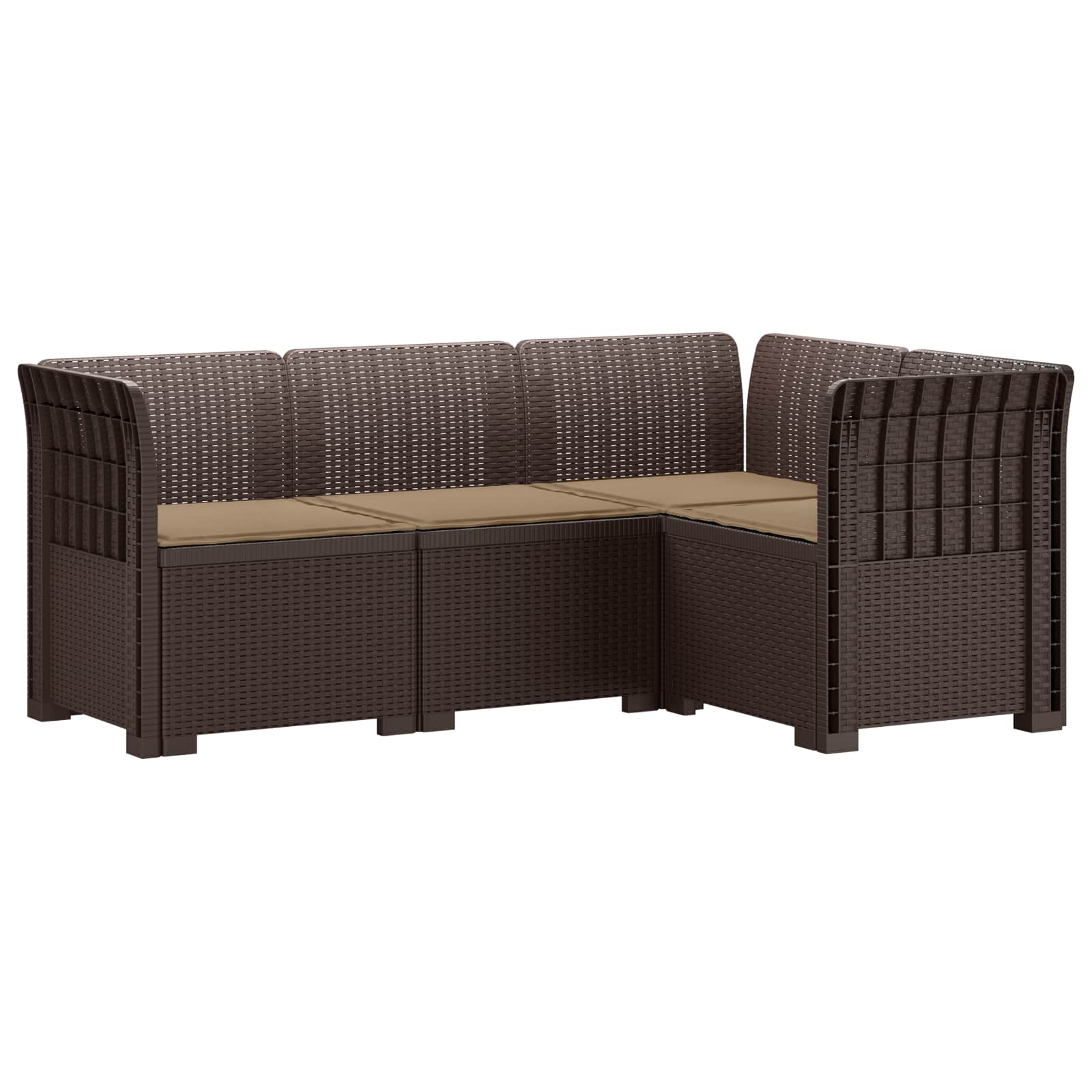 4-Zits Tuin Sofa met Kussens Rattan Look PP Bruin