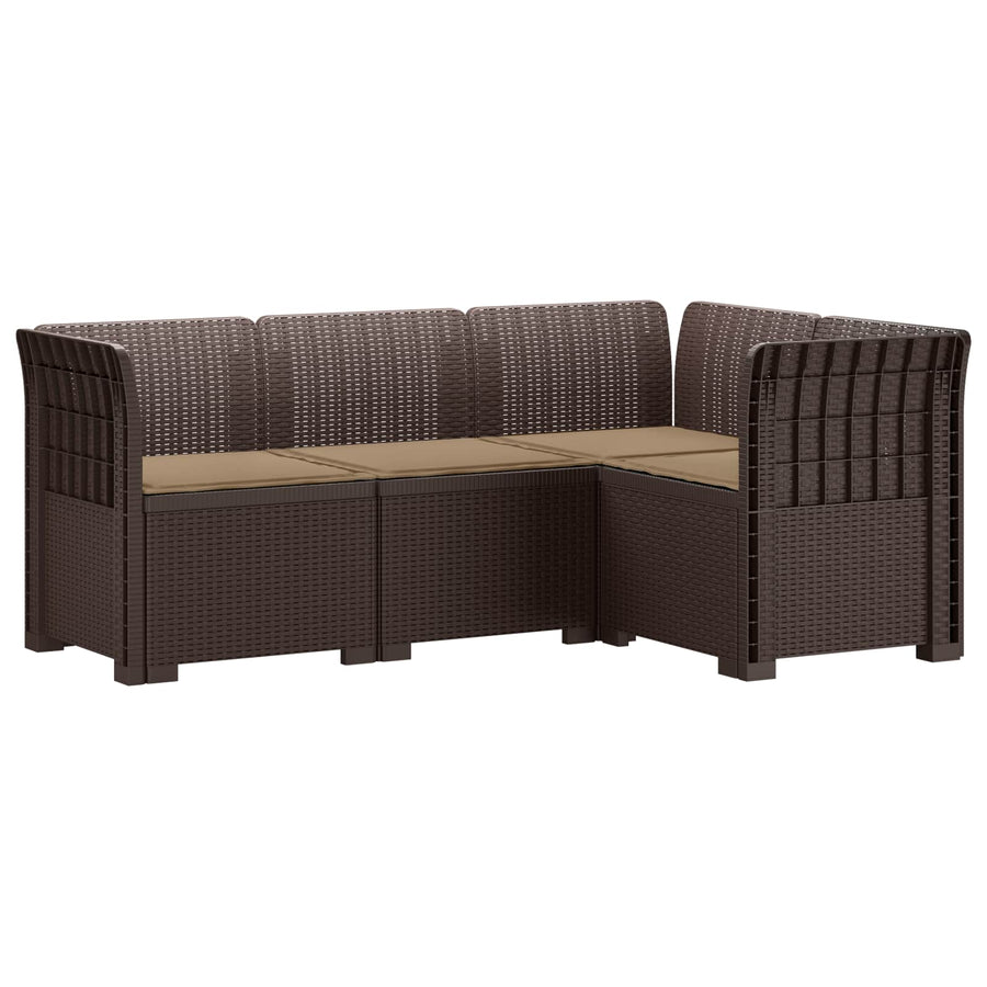 4-Zits Tuin Sofa met Kussens Rattan Look PP Bruin