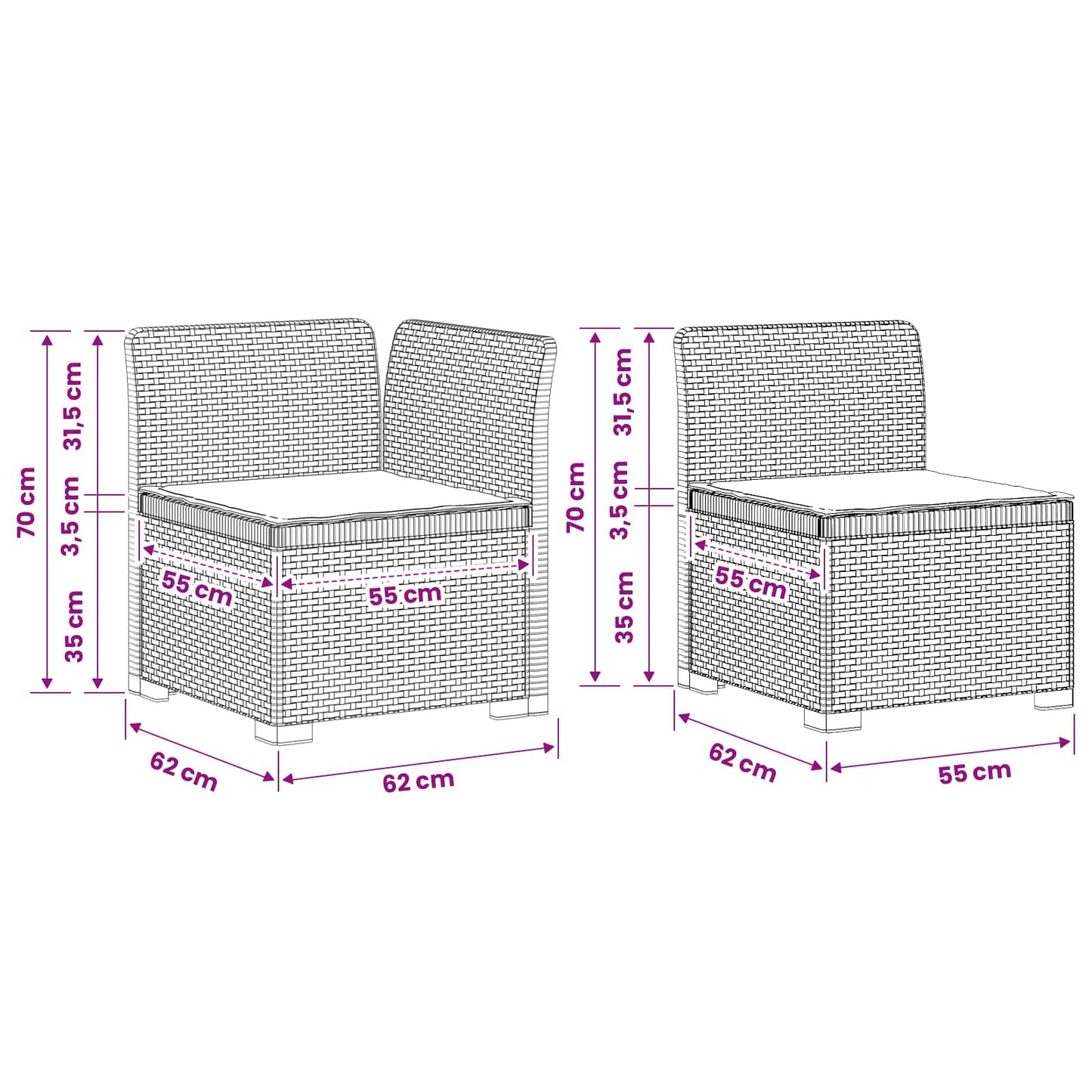 4-Zits Tuin Sofa met Kussens Rattan Look PP Bruin