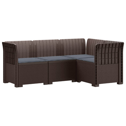 4-Zits Tuin Sofa met Kussens Rattan Look PP Bruin