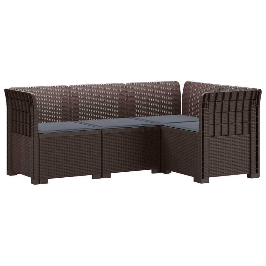 4-Zits Tuin Sofa met Kussens Rattan Look PP Bruin