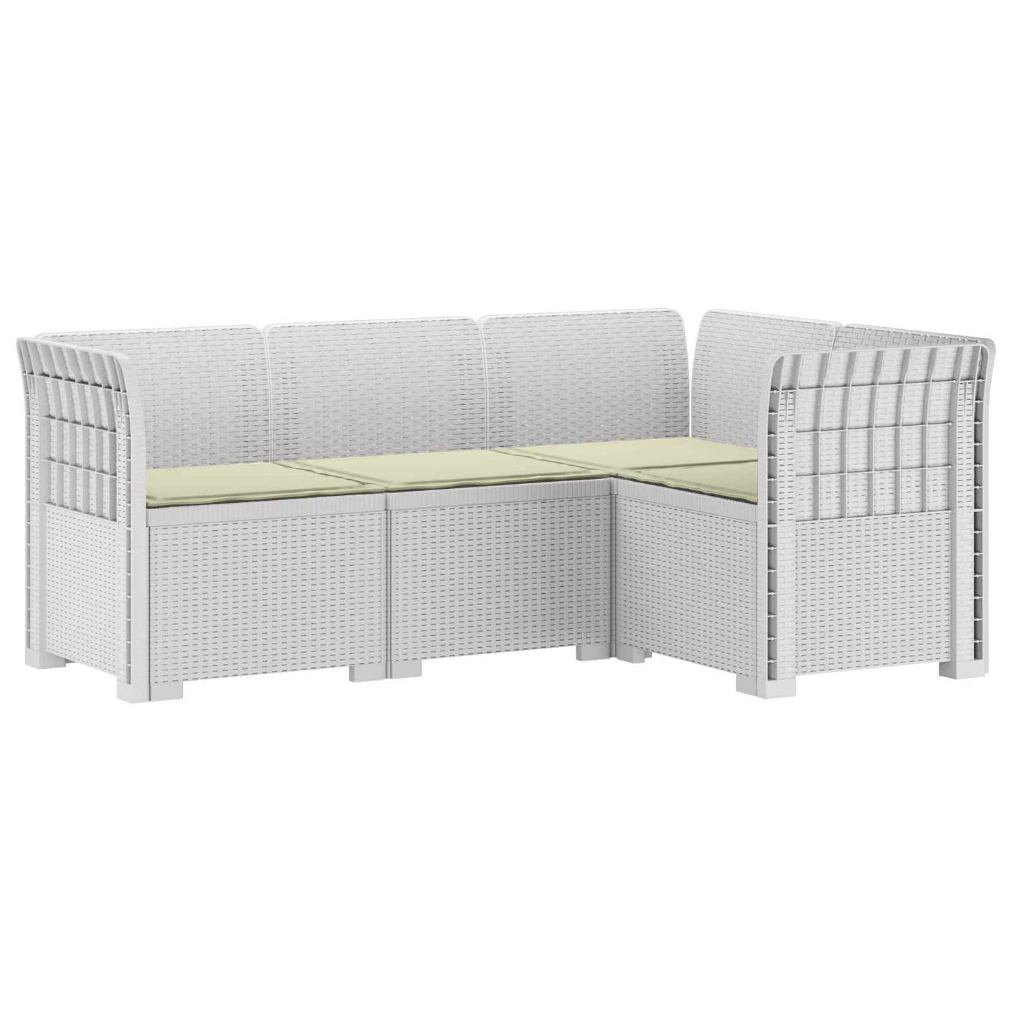 4-Zits Tuin Sofa met Kussens Rattan Look PP Wit