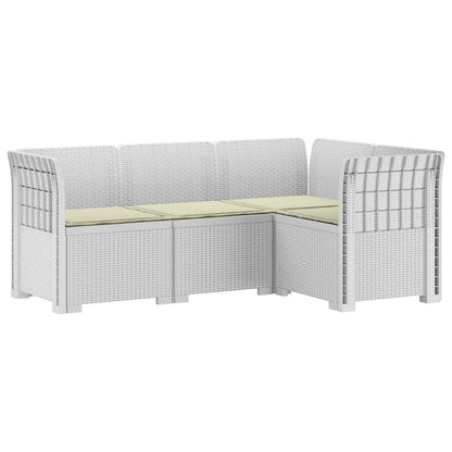 4-Zits Tuin Sofa met Kussens Rattan Look PP Wit
