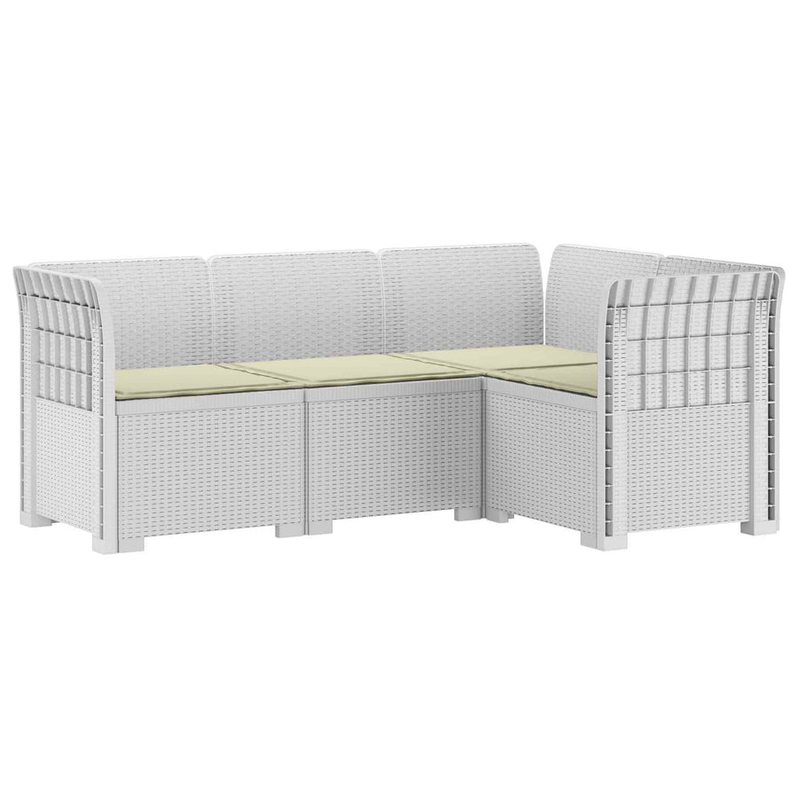 4-Zits Tuin Sofa met Kussens Rattan Look PP Wit
