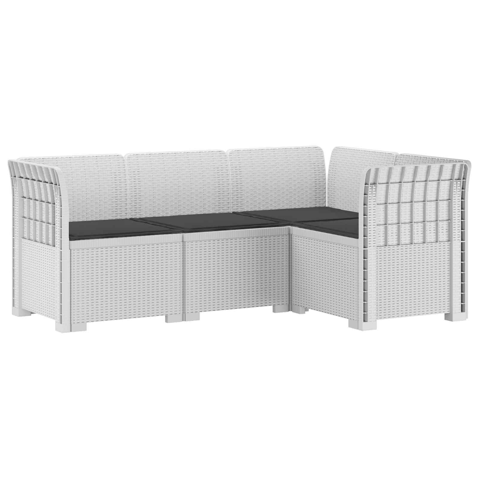 4-Zits Tuin Sofa met Kussens Rattan Look PP Wit