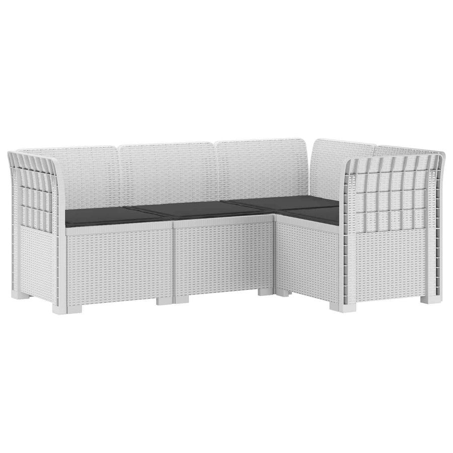 4-Zits Tuin Sofa met Kussens Rattan Look PP Wit
