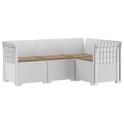 Modulaire tuinbank 4-zits PP wit met kussens taupe