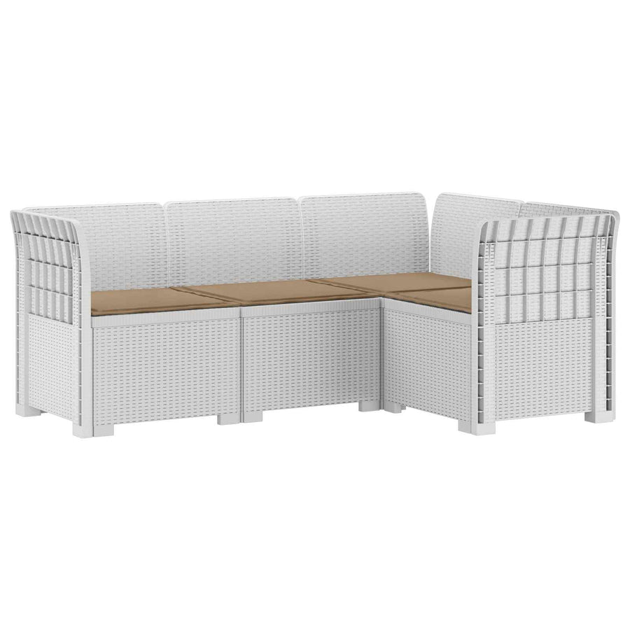 4-Zits Tuin Sofa met Kussens Rattan Look PP Wit