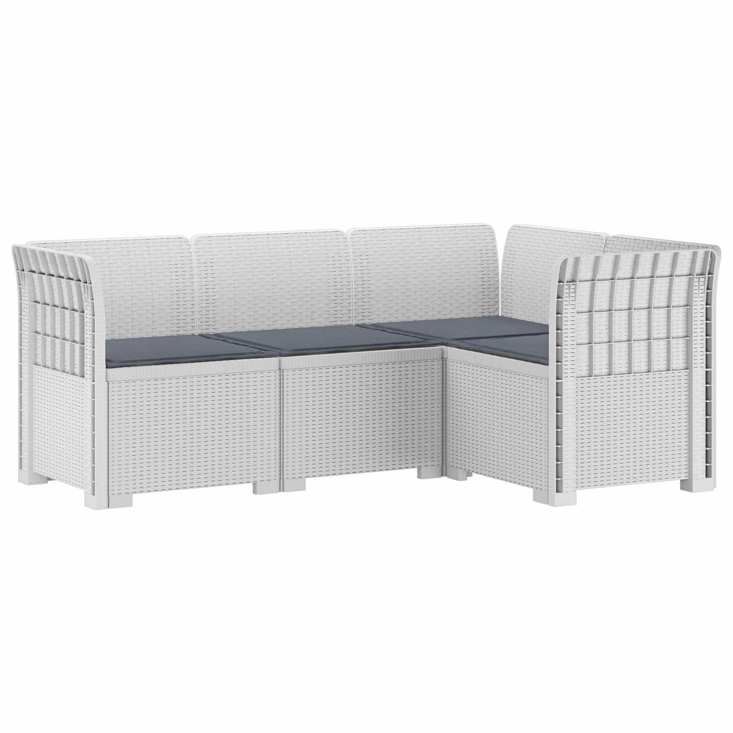 4-Zits Tuin Sofa met Kussens Rattan Look PP Wit