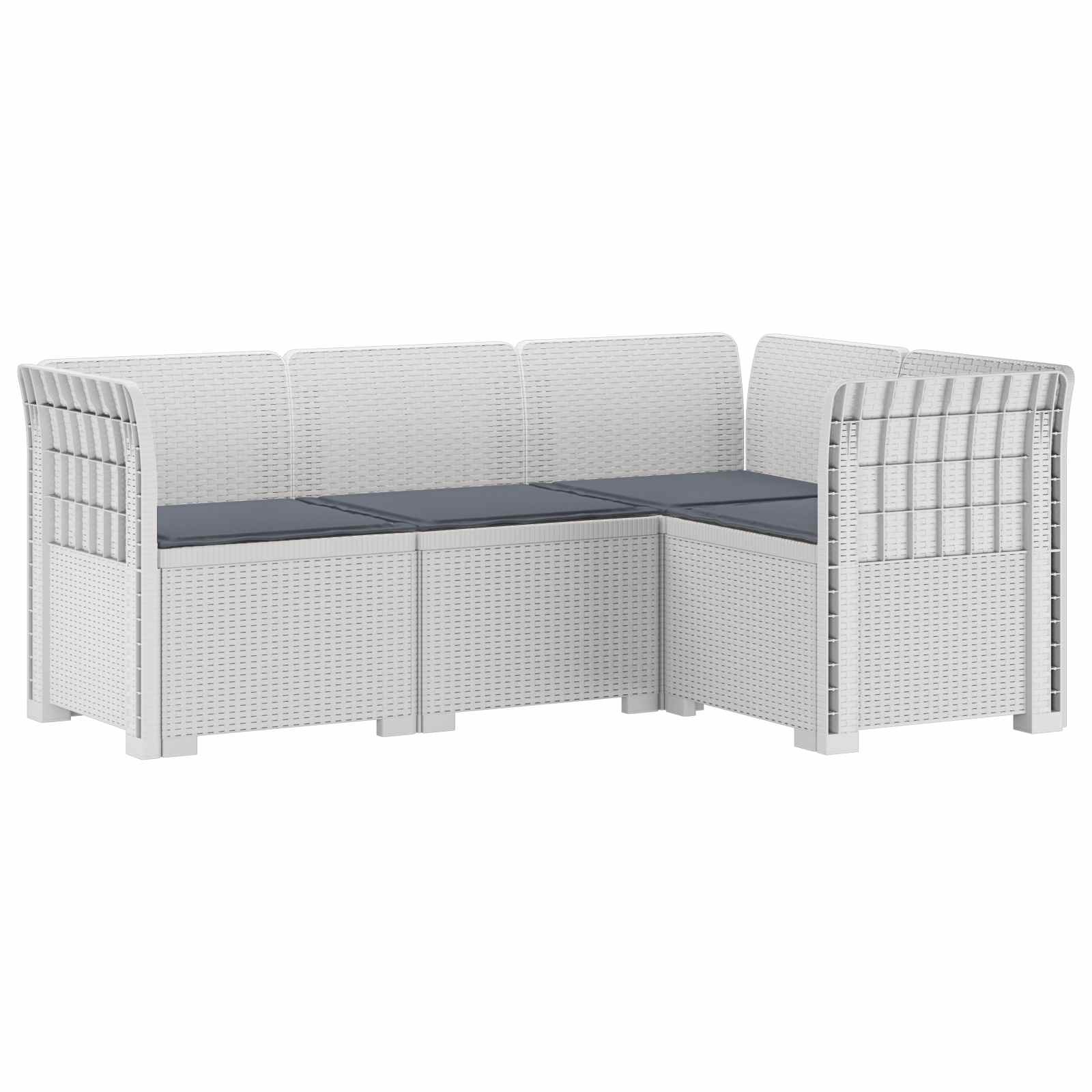 4-Zits Tuin Sofa met Kussens Rattan Look PP Wit