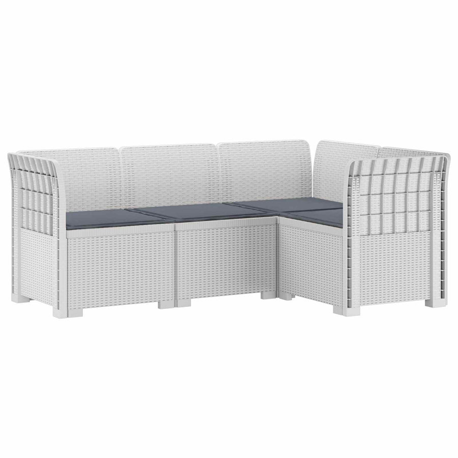 4-Zits Tuin Sofa met Kussens Rattan Look PP Wit