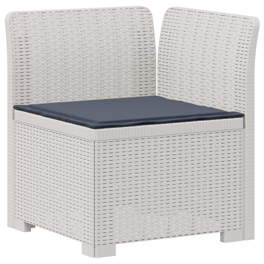 4-Zits Tuin Sofa met Kussens Rattan Look PP Wit