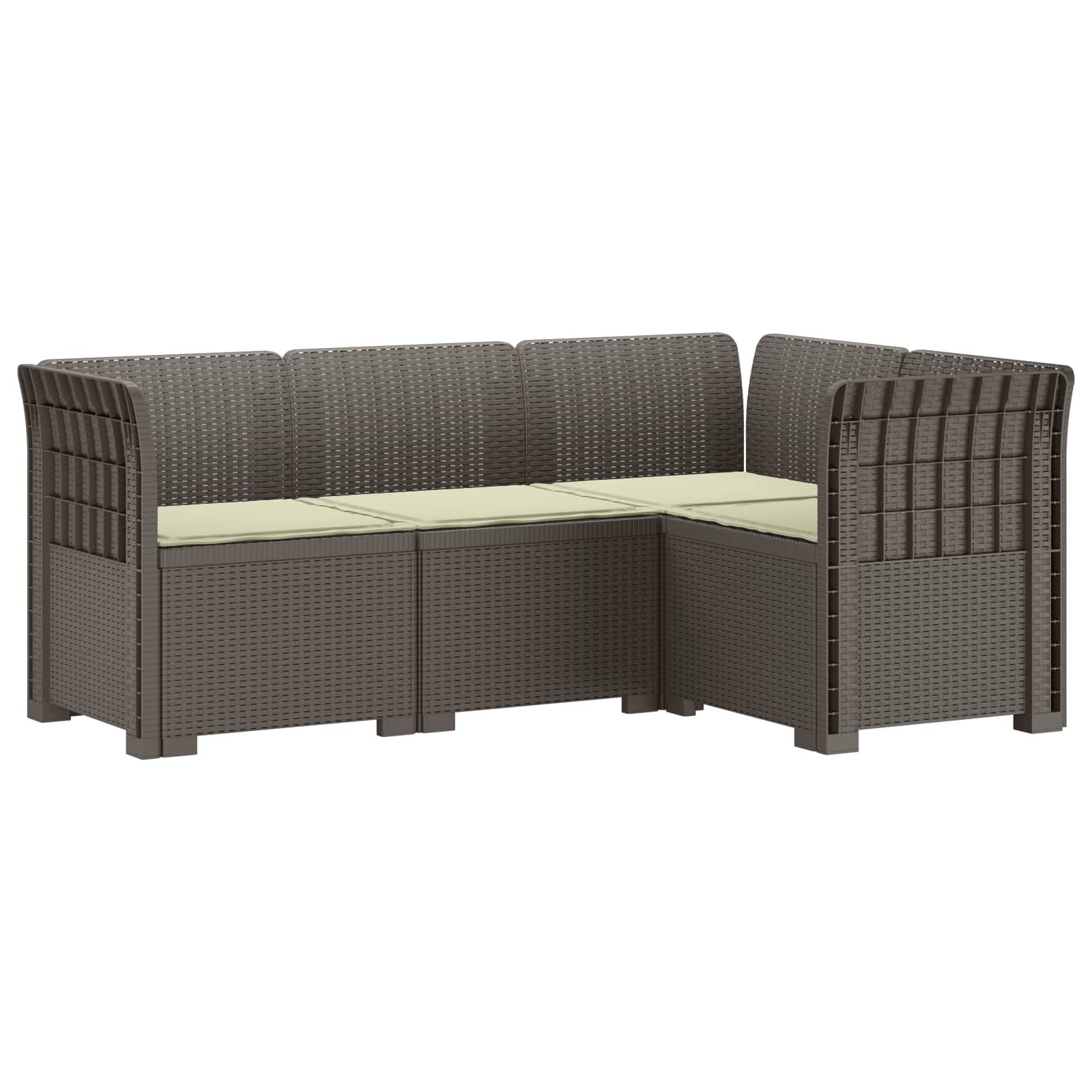 4-Zits Tuin Sofa met Kussens Rattan Look PP Lichtgrijs