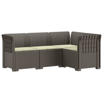 4-Zits Tuin Sofa met Kussens Rattan Look PP Lichtgrijs