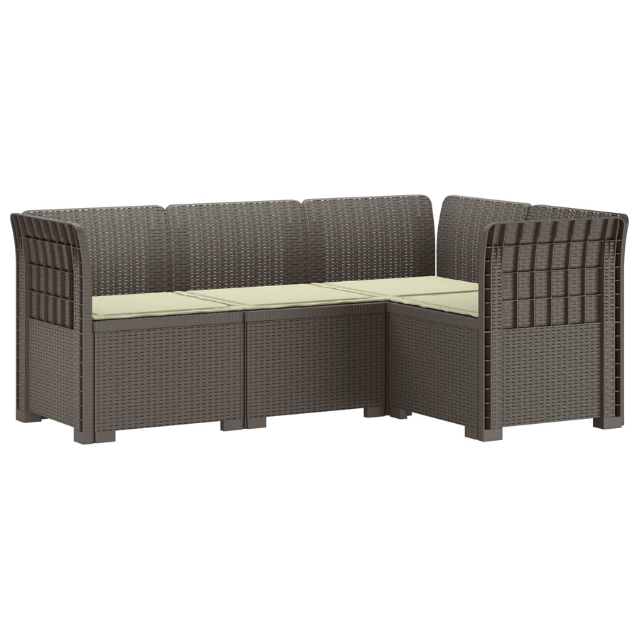 4-Zits Tuin Sofa met Kussens Rattan Look PP Lichtgrijs
