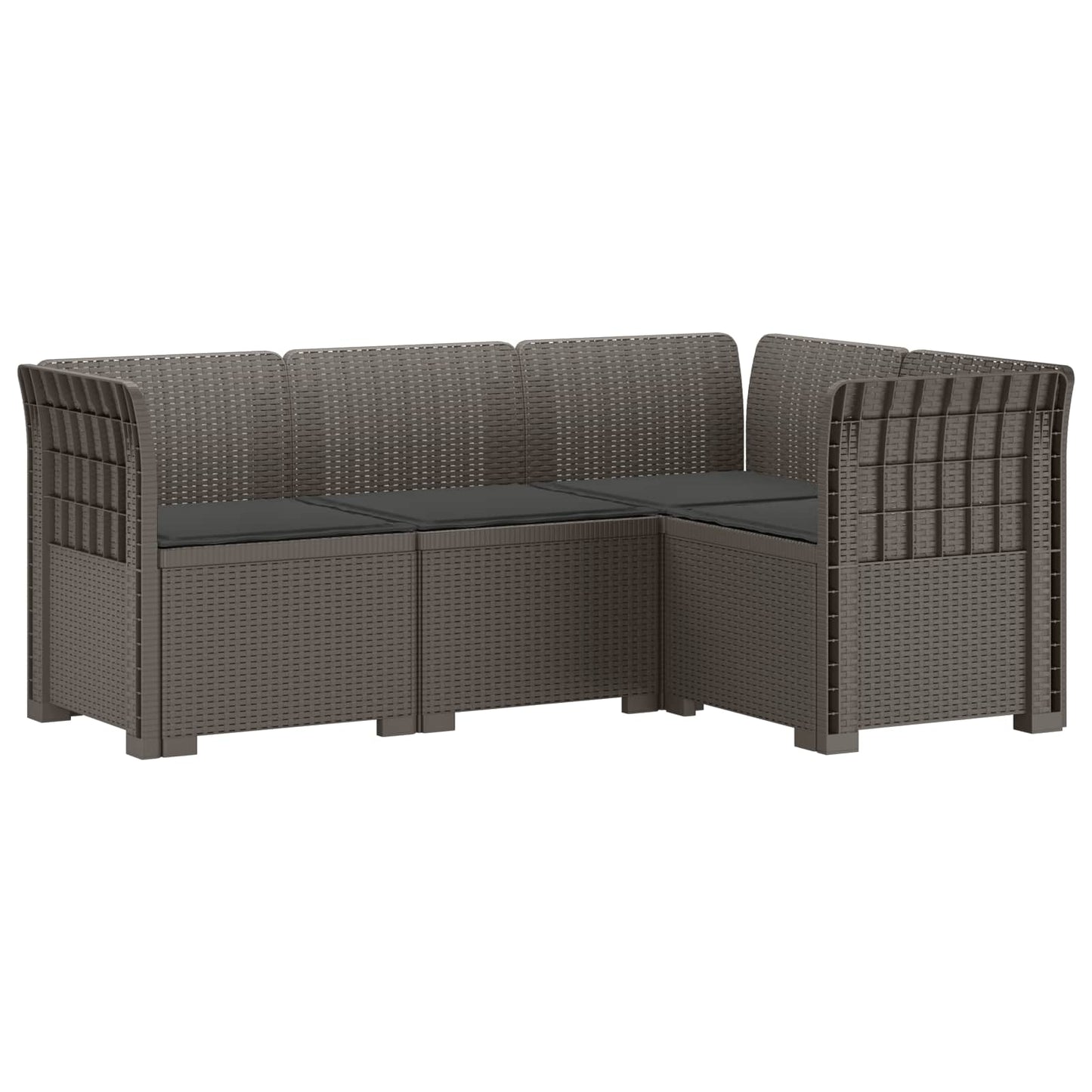 4-Zits Tuin Sofa met Kussens Rattan Look PP Lichtgrijs